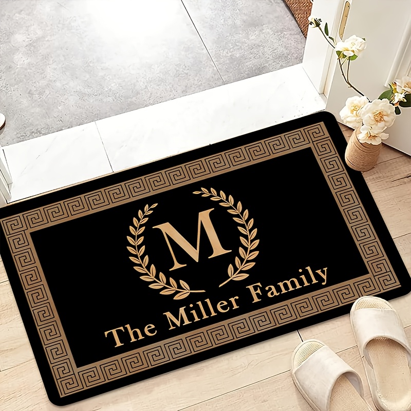 

1pc Customized Polyester Welcome Door Mat, Personalized Family Name Rug With Anti-slip Silica Gel, Machine Washable, Soft & For Home Decor, Ideal Housewarming Gift