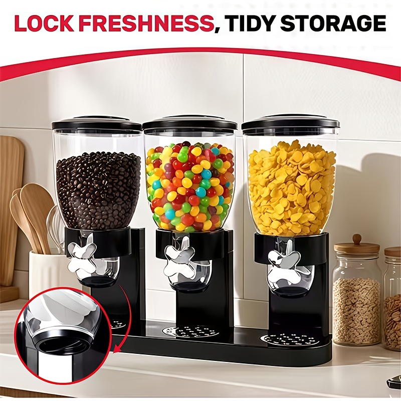 TEMU Black Desktop Grain Dispenser, 6-liter Kitchen Storage Container For Grains, Snack Organizer, Suitable For Food Pantry And Kitchen Storage, Can