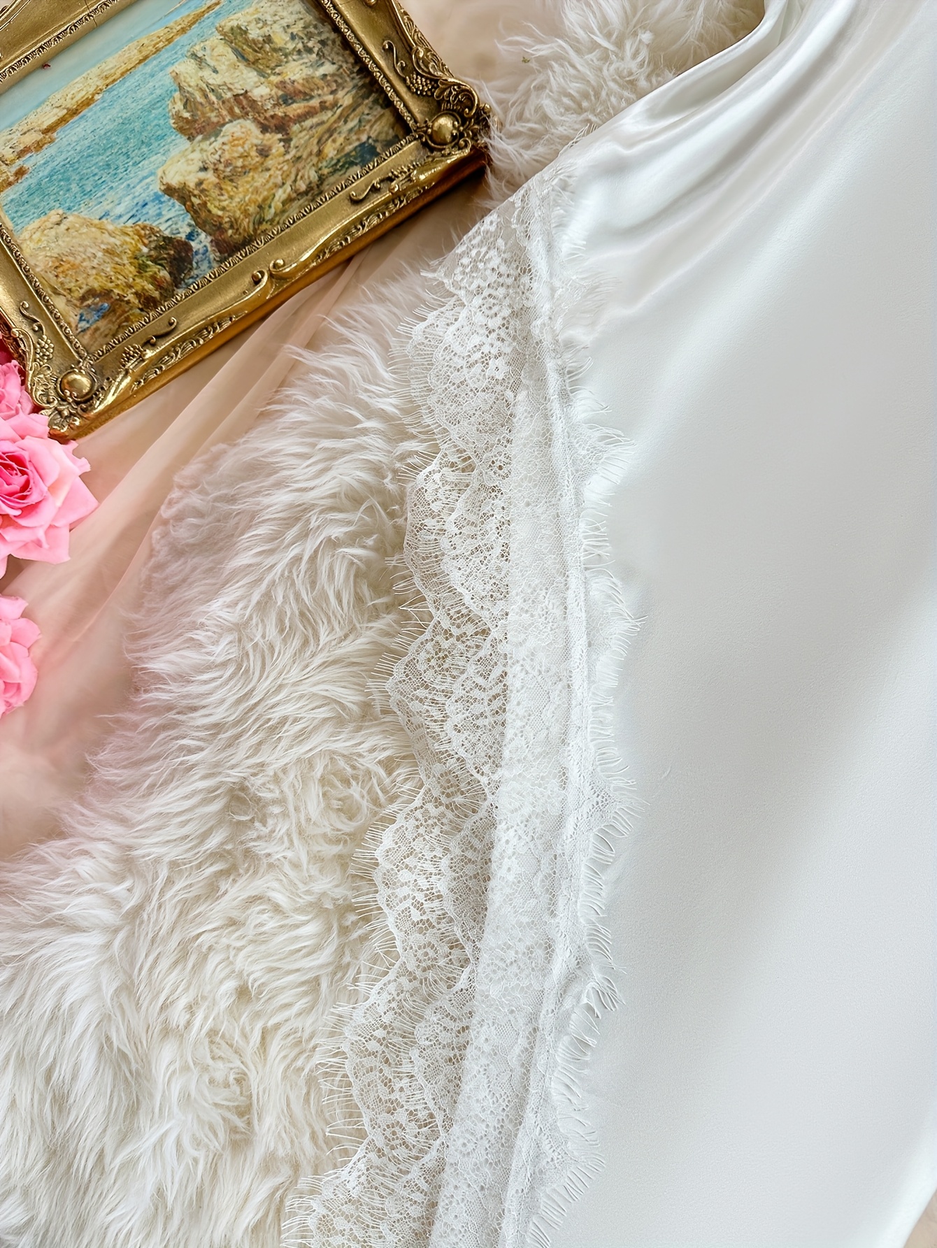 Ladies' Comfortable Casual Long Sleep Dress with a Layered Neckline And Straps