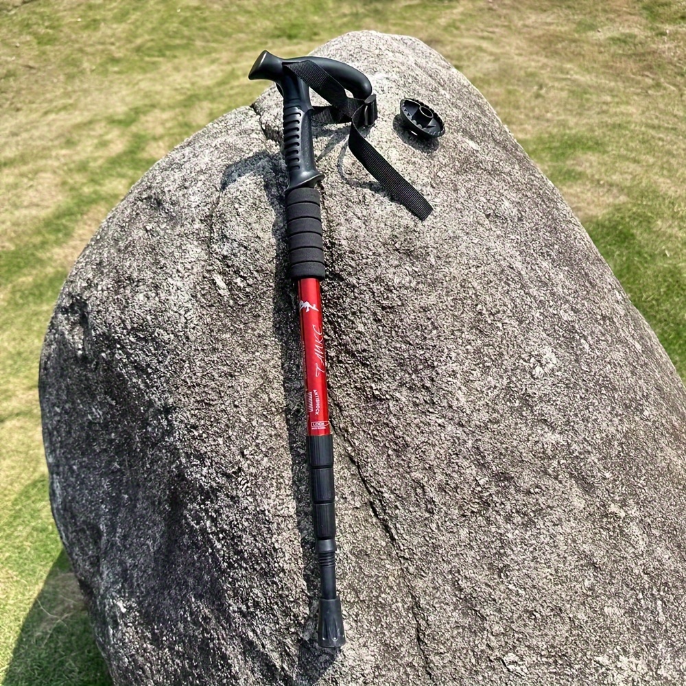 TEMU 4 Section Curved Handle Hiking Stick, Telescopic Hiking Stick