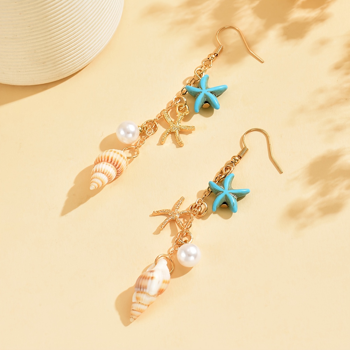 Bohemian Beach Style Starfish and Shell Earrings