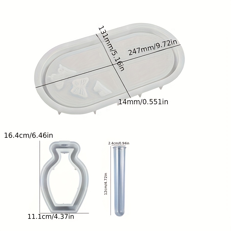 E-shop 2-teiliges DNEJIU Test Tube Vase & Schmetterlings-Tablett-Set - Silikonformen für Harzguss, Heimdekoration, Weihnachts- und Jubiläumspräsente,