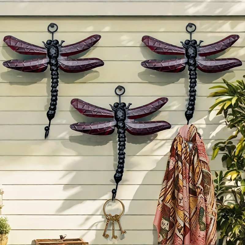 

3 Dragonfly Wall Hanging Hooks Set, Utility Hooks