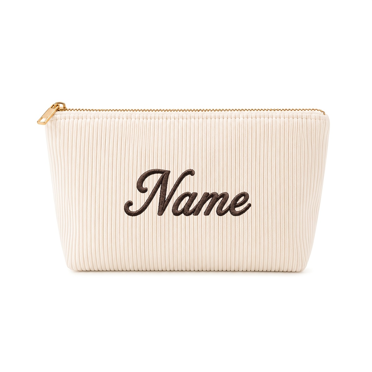 TEMU Personalized Embroidered Name Makeup Bag Corduroy Large Capacity Travel Cosmetic Pouch Custom Toiletry Organizer Women Gift Bridesmaid Birthday