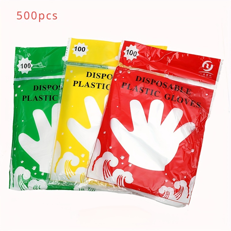 TEMU 500pcs/1000pcs Food Grade Transparent Disposable Gloves, Pe Gloves, Consumable Film Gloves, Sanitary Gloves, Kitchen Supplies