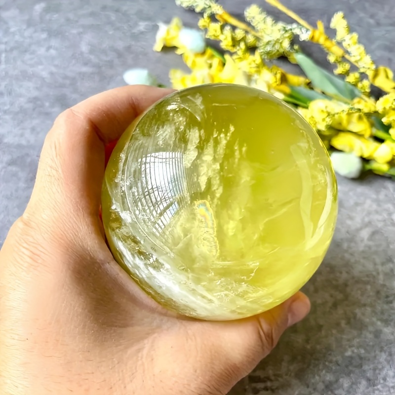 Image of 1pc Stunning Lemon Crystal Ball, Polished Bohemian Style Quartz Sphere, High Quality , Perfect Decoration For Home And Office, , Rare Gifts For Parents , Christmas Halloween Easter Hanukkah Best Gift.