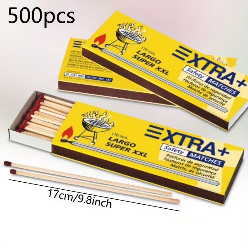 Image of 500pcs Long Handle Matches (17cm/9.8 Inches), Easy To Carry, Sturdy , Ideal For Lighting Fireplaces And Camping Bonfires, Reliable Portable Tool - A Must-have For Home And Outdoor Adventurers