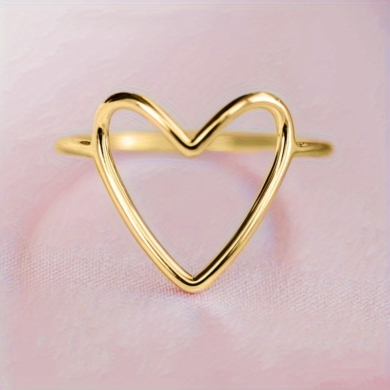 E-shop Niedlicher Hohlherz-Design-Ring Für Damen, Ideal Für Den Täglichen Lässigen Gebrauch, Perfektes Geschenk Zum Valentinstag