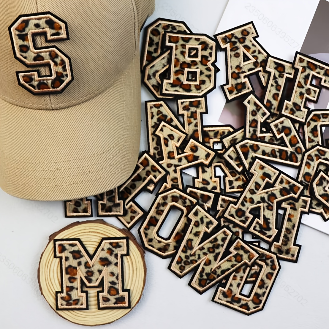 flannel iron on letter patches embroidered letter patches suitable for clothing dresses hats jeans shoes bags diy materials leopard print style
