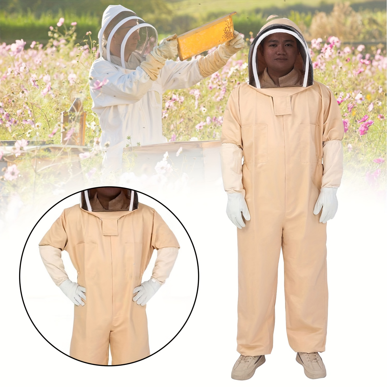 Traje de abeja para hombres y mujeres, traje de apicultor con guantes de  apicultura, traje de apicultura con capucha de velo, traje de cuidador de