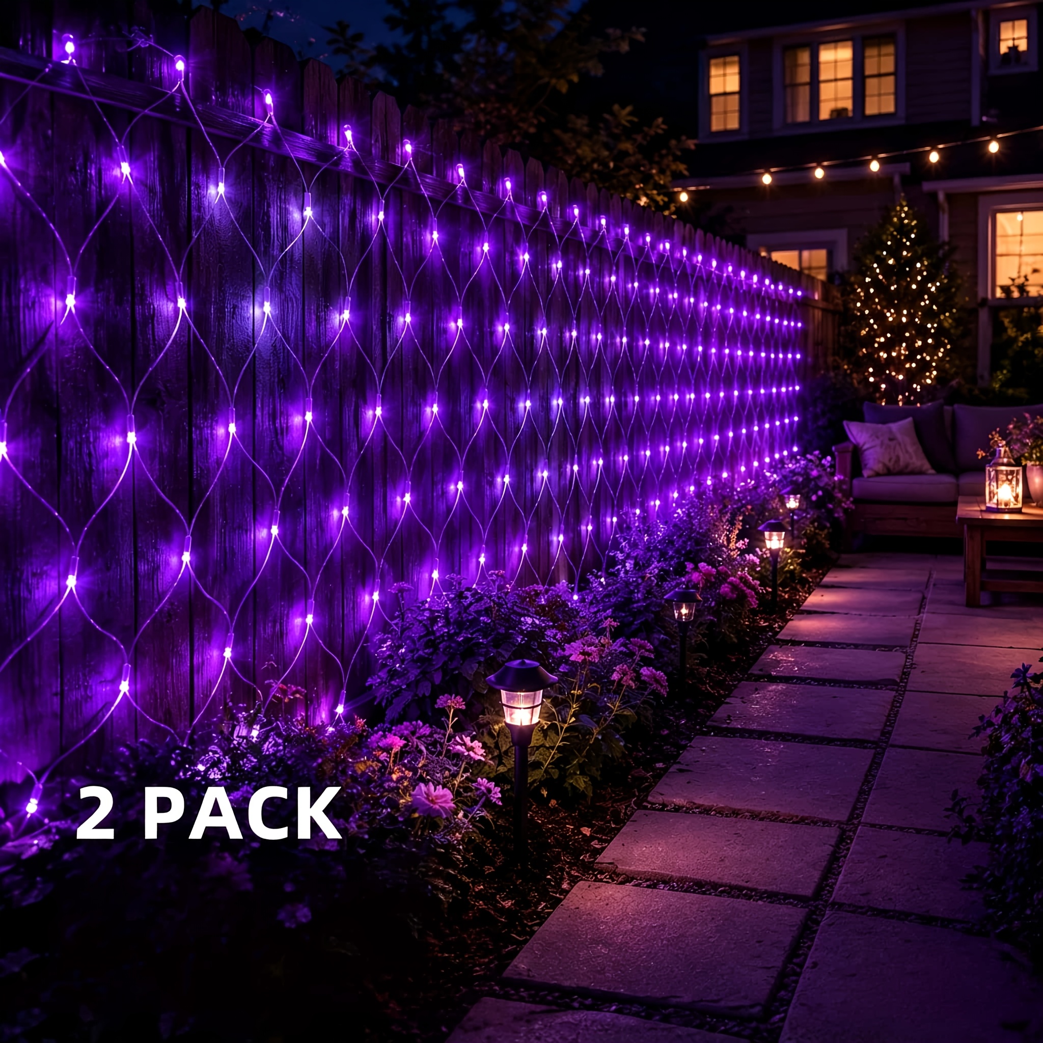 TEMU 20ft Net Mesh String Lights, 400 Light Bubbles, Outdoor Led Fairy Lights, 8 Lighting , For Indoor Outdoor, Curtain, Christmas Tree, Bush, Party,