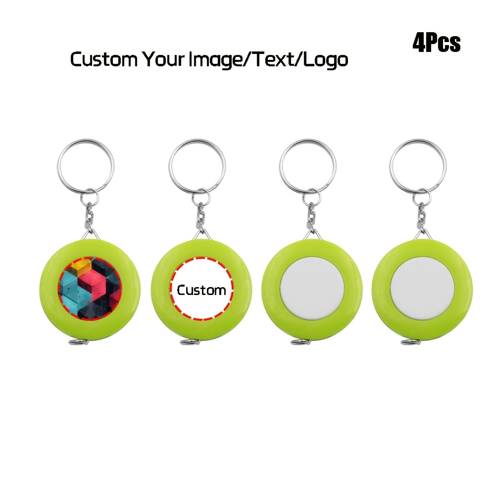 TEMU 4pcs Personalized Custom Candy-colored Retractable Tape Measure Keychain, Portable Mini Measuring Tape Keychain, Diy Customizable With Images,