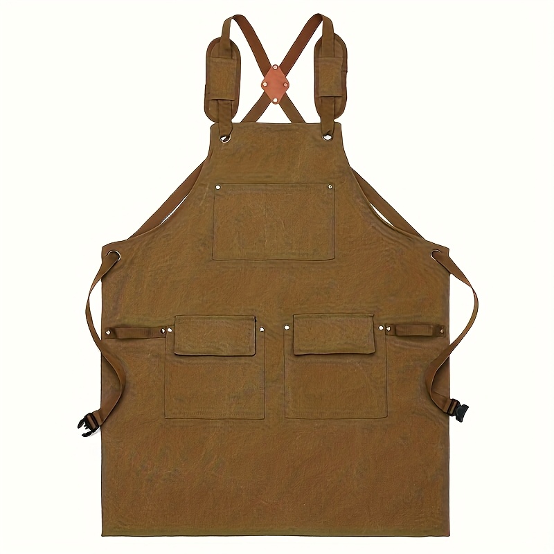 TEMU Tablier de Travail 1pc pour Hommes avec Poche, Tablier en Toile Robuste, Sangle d'Épaule Réglable pour , Mécanicien, Barista, Jardinage
