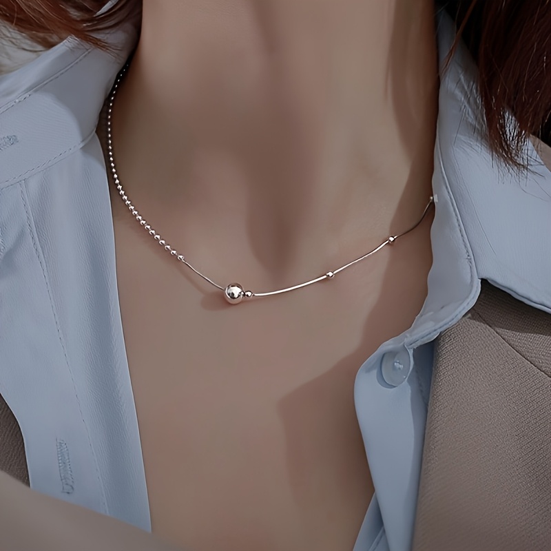 E-shop 1 Einfache Perlen-Choker-Halskette, Elegante Kragenkette für Frauen, Vielseitig für den täglichen Gebrauch