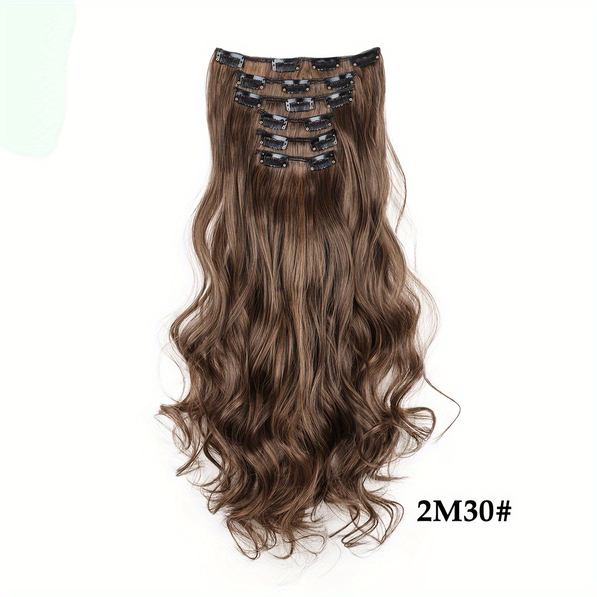 Image of Set Of 6 Synthetic Blonde And Brown Curly Hair Extensions For Women, Perfect For Enhancing And Style. A Popular For Summer, Pieces Add Volume To Your Hair, Ideal For Festivals And Holiday Occasions