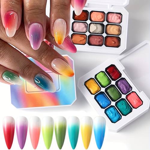 9 colors led gel polish suitable for nail art rainbow gradient ombre nail polish with semi solid patching gel soak off varnish for diy manicure compatible for salon use no mixing required