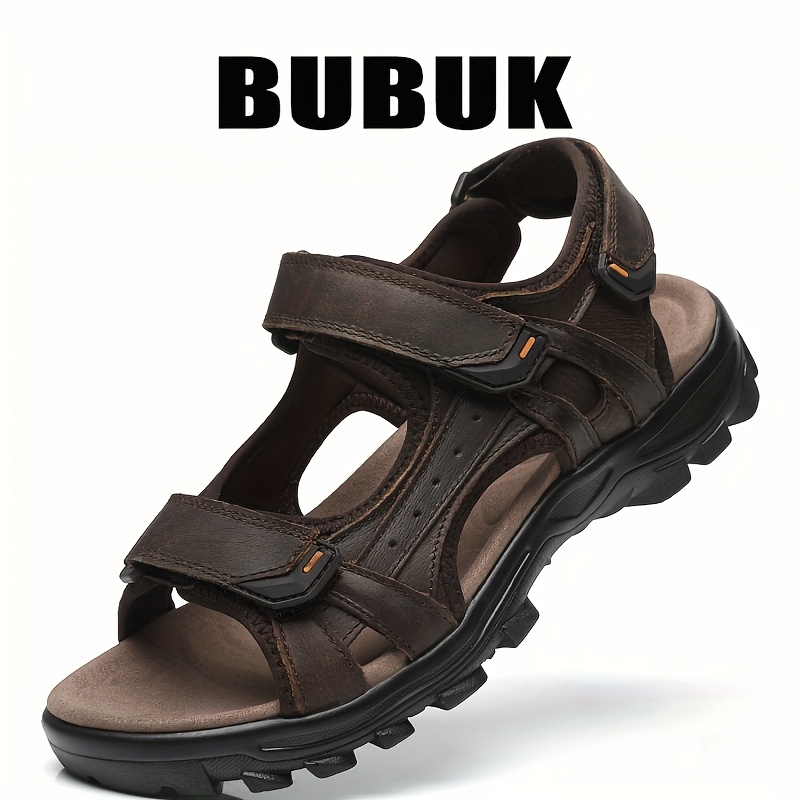 summer new mens shoes full grain leather mens sports sandals open toe hiking outdoor anti slip sandals casual beach sandals