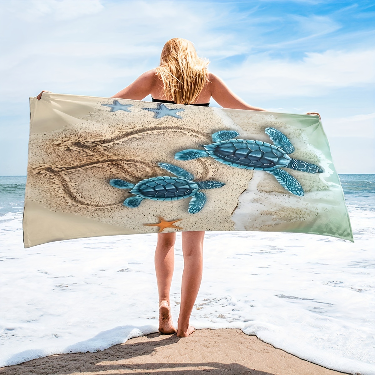 Blue Tropical Printed Swimsuit Beach Towel Cover - Temu