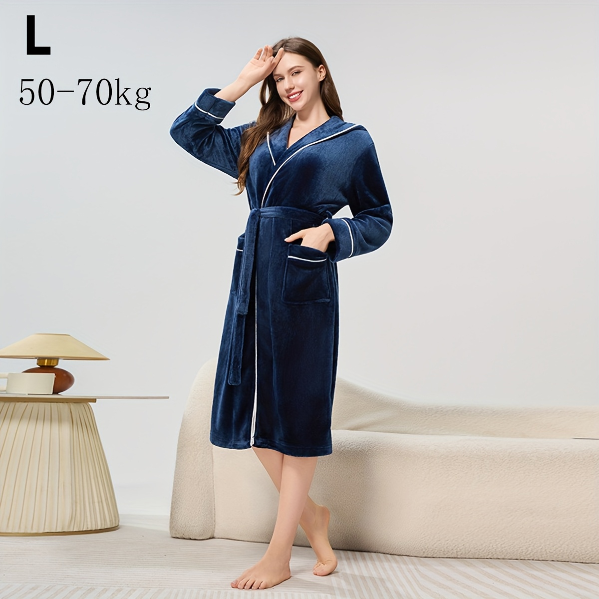TEMU Ensemble de peignoirs pour couple - Vêtements d'intérieur à capuche avec broderie, vêtements d'intérieur confortables pour et l'hiver, cadeau