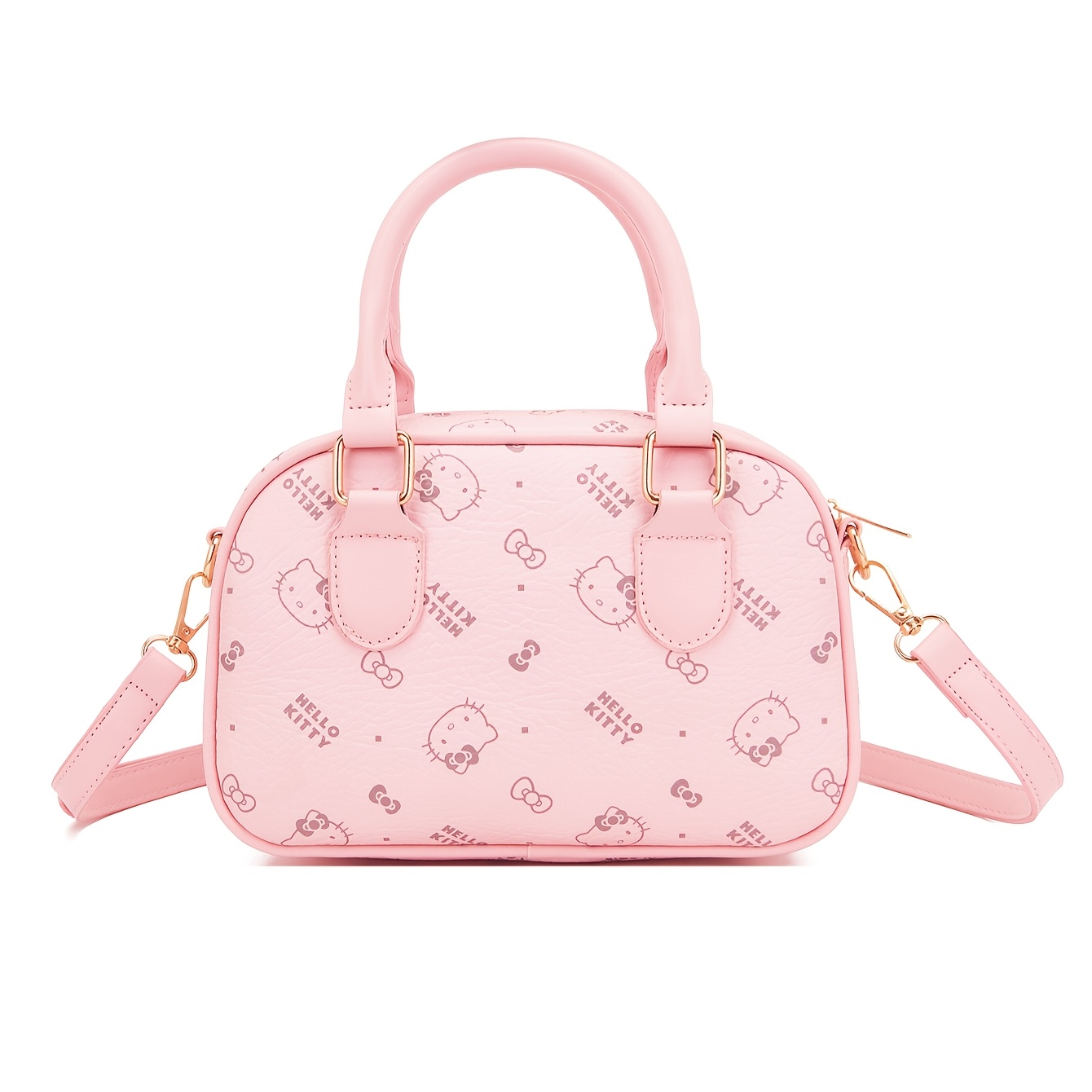 TEMU Chic Hello Kitty Handbag - Spacious & Stylish With Detachable Strap, Zip Closure, Leather - Shopping & Travel