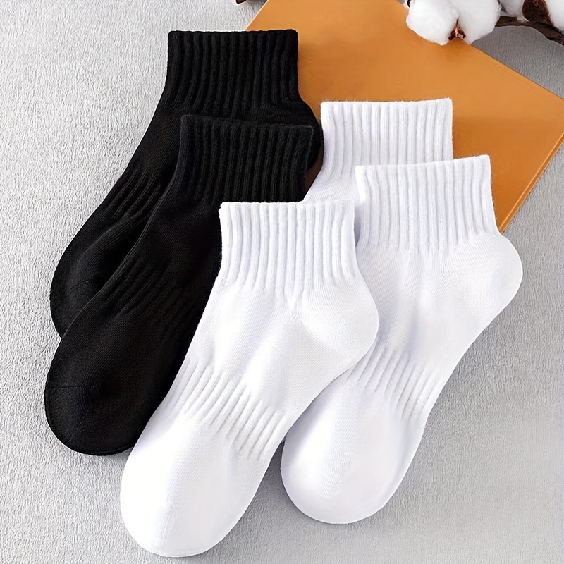 

5 Pairs Casual Versatile Solid Color Socks, Comfy & Breathable Short Socks, Women's Stockings & Hosiery