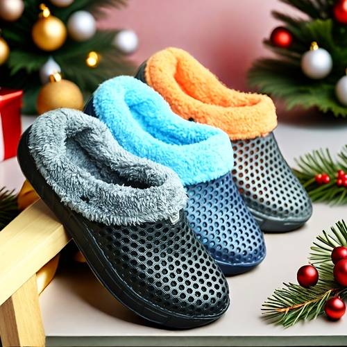 womens fashion hollow out clogs casual solid lined slip on slippers comfortable warm shoes plus size men women unisex