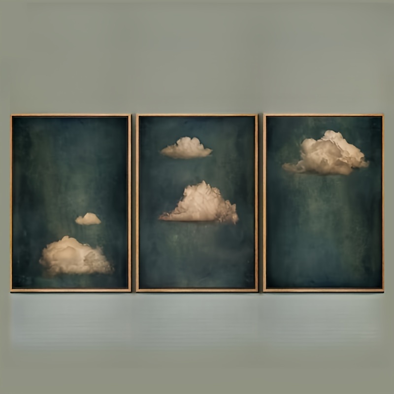 

3cps Vintage Clouds Wall Art Print Minimalist Painting Canvas Artwork Cloudy Sky Gallery Wall Home Ornaments For Living Room Decor No Framed Eid Al-adha Mubarak