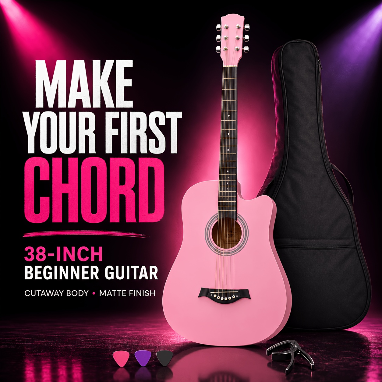 38 Inch Entry-Friendly Cutaway Acoustic Guitar for Beginners, Well... product image 5