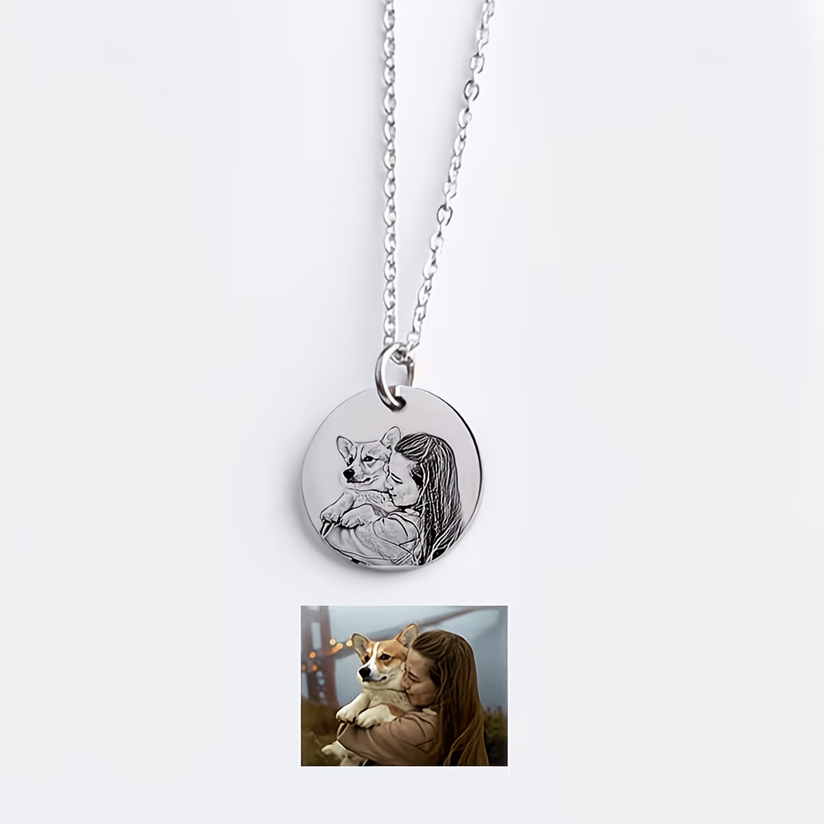 Personalized Custom Photo Round Necklace — Gift for Men & Women