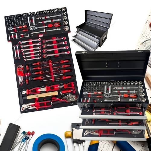 portable automotive repair tool set with ratchet wrench screwdriver combo tool kit suitable for cars motorcycles free operation thickened case for emergency vehicle repairs