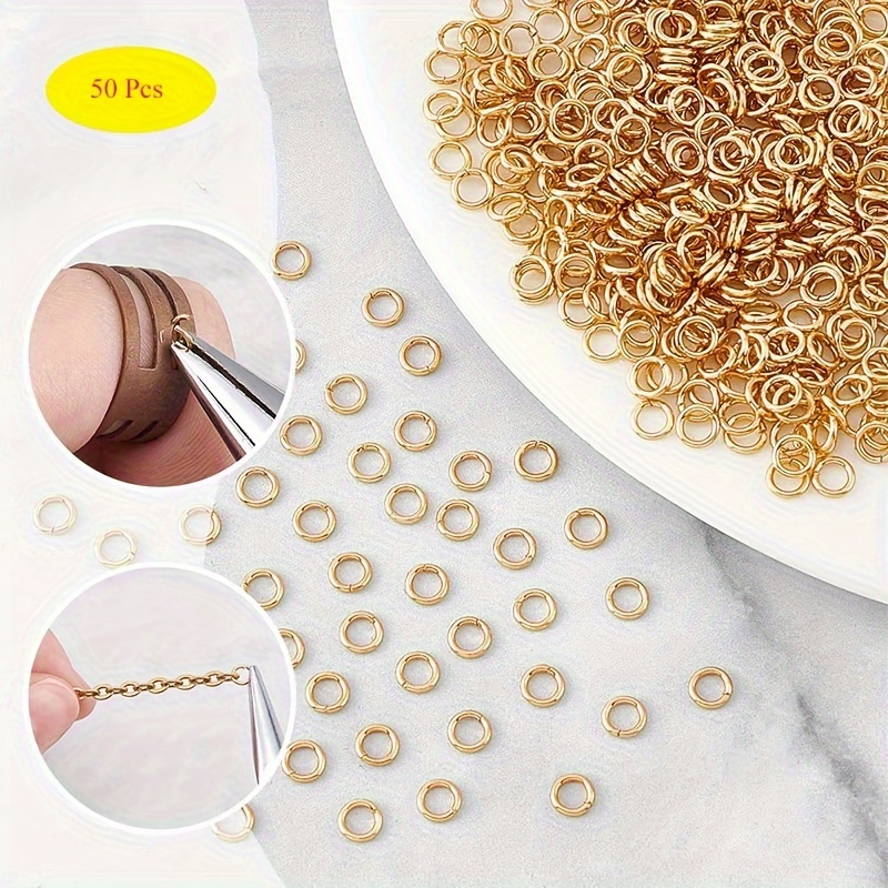 TEMU 50pcs/100pcs 4mm/6mm/8mm/10mm Golden/silvery Jump Rings, Open Jump Rings 304 Stainless Steel Split Rings Connector Rings For Jewelry Making Necklaces Bracelet Earrings Keychain