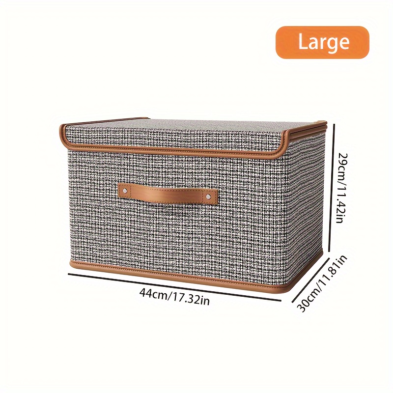 E-shop Schicke Hahnentrittmuster Stoff Aufbewahrungsbox mit Kunstledergriffen - , Geruchsfreie Oxford-Stoff-Organizer mit Klettverschluss und Deckel