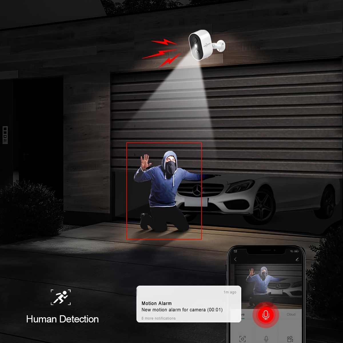 2pcs ANRAN Caméra de surveillance de sécurité extérieure sans fil à énergie solaire 3MP | Audio bidirectionnel, Détection de mouvement PIR, Alarme, 3 Vision nocturne, Stockage cloud uniquement, Non, Résolution vidéo 1296p