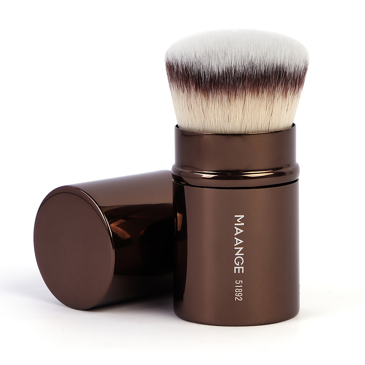 Image of Maange 1pc Foundation Brush, Blush Brush, Aluminum Brush Rod, Round Foundation Brush, Nail Brush Contour Brush, Soft Fiber, Carrying, Tools Beginner Gift Basic Makeup Brush, School Makeup Brush