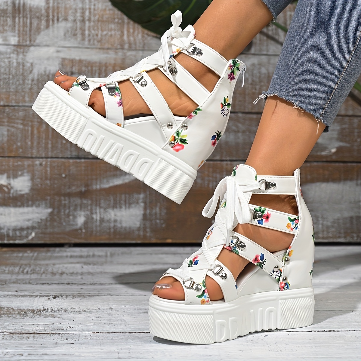 Tobillo Zapatos De Plataforma Abiertos Boca De Pescado De Moda Al