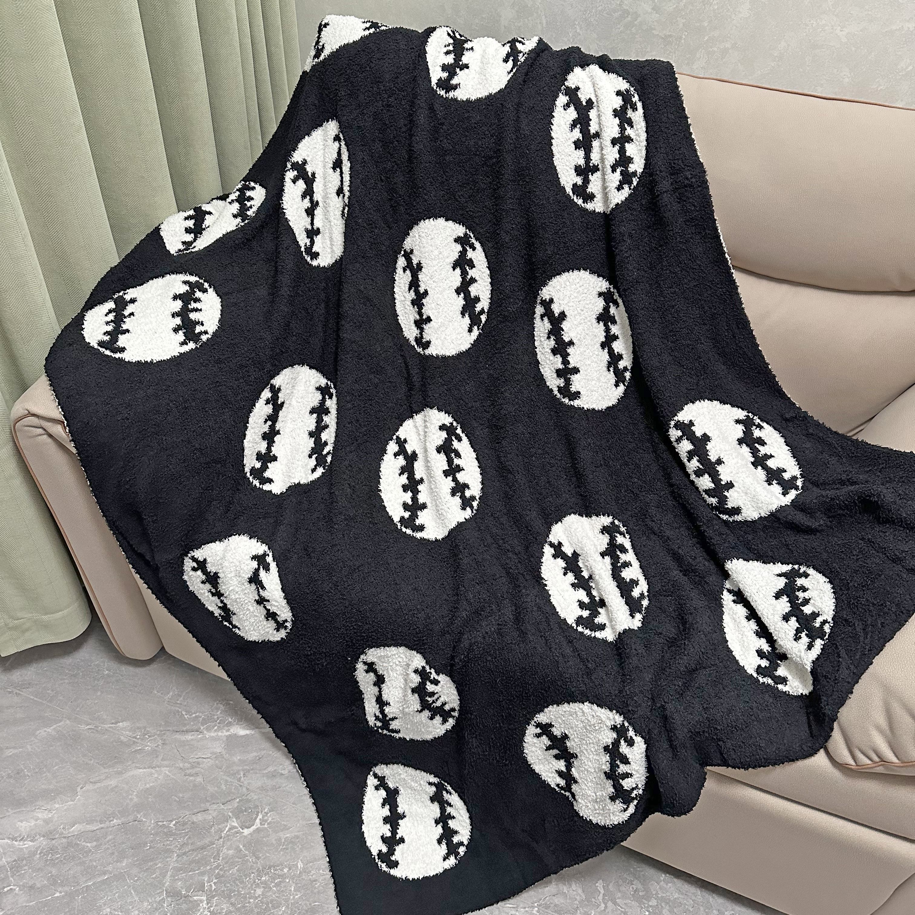 

Comfortable Baseball Pattern Blanket Perfect Lightweight Bedding, Soft And Warm, Suitable For Sofas, Offices, Beds, Camping, Travel, (baseball Black)