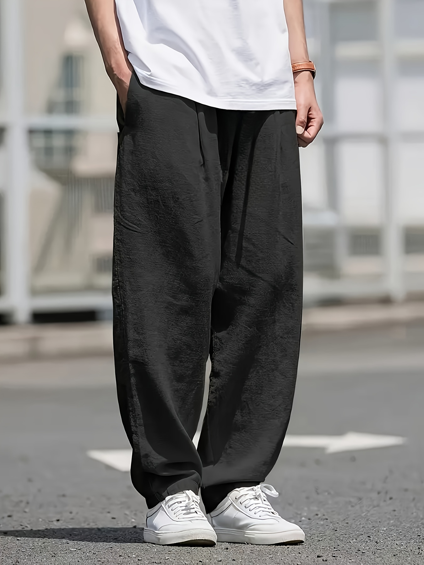 pantalones largos holgados casuales hombre ideales Temu El Salvador