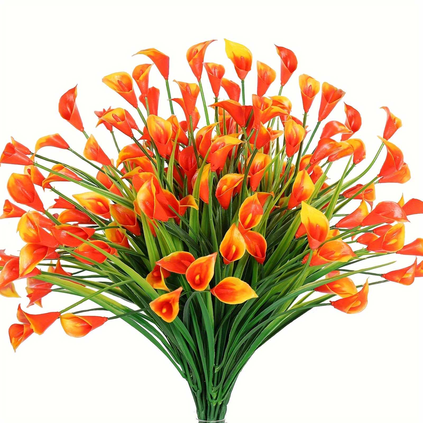 

4-pack Vibrant Orange Calla Lily Artificial Flowers - Perfect For Indoor & Outdoor Decor, Weddings, Anniversaries, And Home Accents - Durable Plastic, No Power Needed