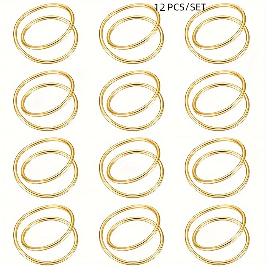 TEMU 12 Pcs Golden Napkin Rings-stainless Steel Napkin Rings,metal Napkin Ring For Table Settings Wedding Christmas Party Dinner Table