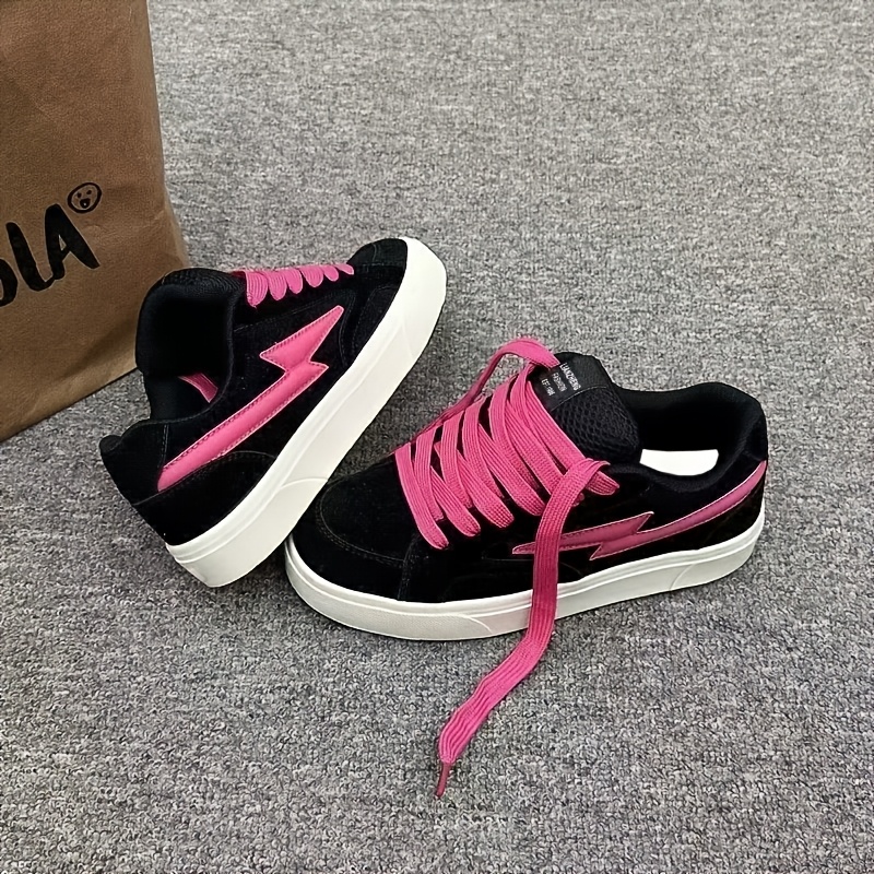 TEMU Men Women Couple Style All-match Essential Black Thick Sole Shoes Spring New Niche Design Couple Casual Sneakers