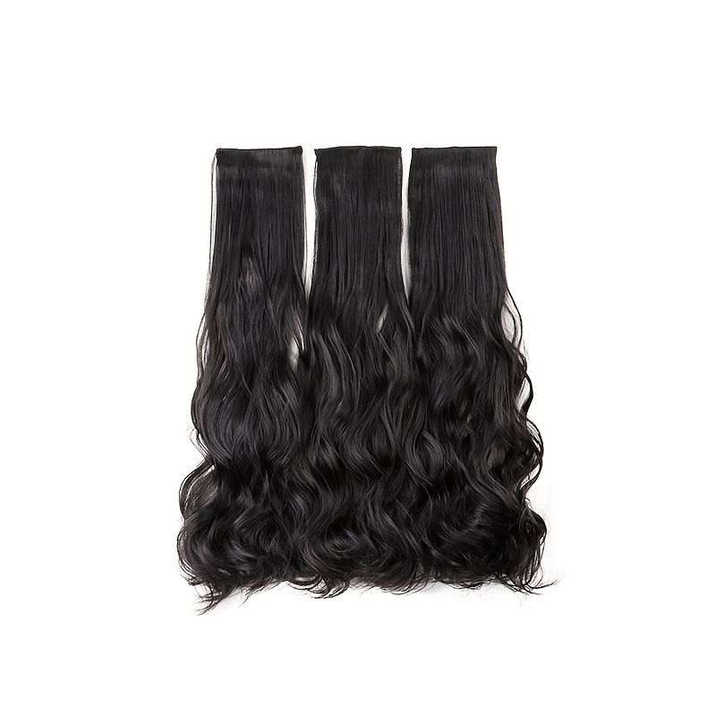 TEMU 3pcs Synthetic Long Curly Wavy Hair Pads Clip-in Hair Extensions Invisible Hair Piece Thinning Hair Bb Clip Fixed To Women's Hair Heat-resistant