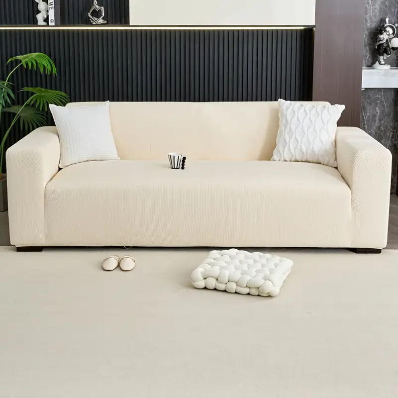 1pc stretchy all over sofa cover non slip pet friendly machine washable modern jacquard design for office living room decor green office decor modern sofa cover elastic closure sofa covers Product details 4