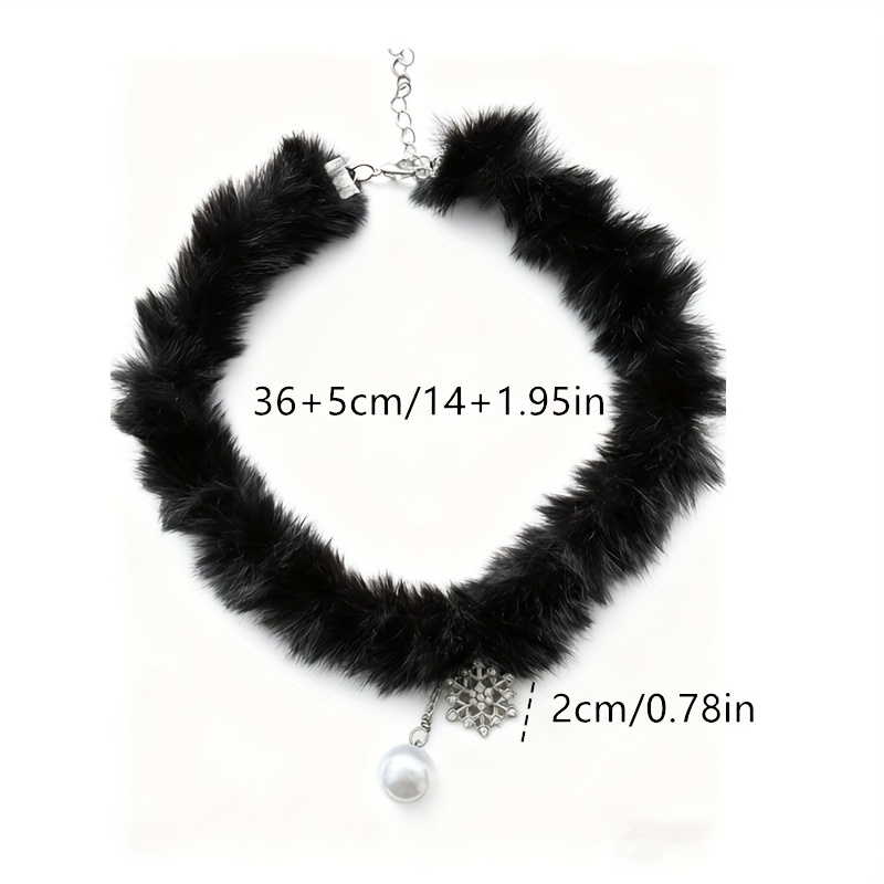 choker necklace made of soft velvet featuring a fluffy snowflake     parties and   Product details 3