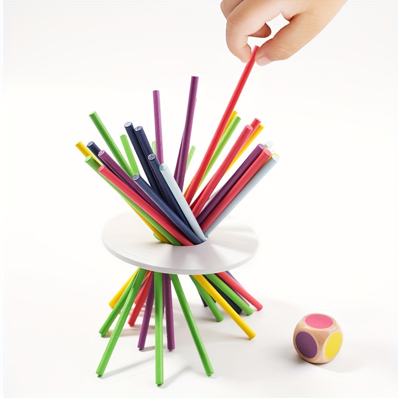 

1 Box Wooden Children's Montessori Colorful Balance Stick Insert Stick, Parent-child Desktop Early Education Educational Toys