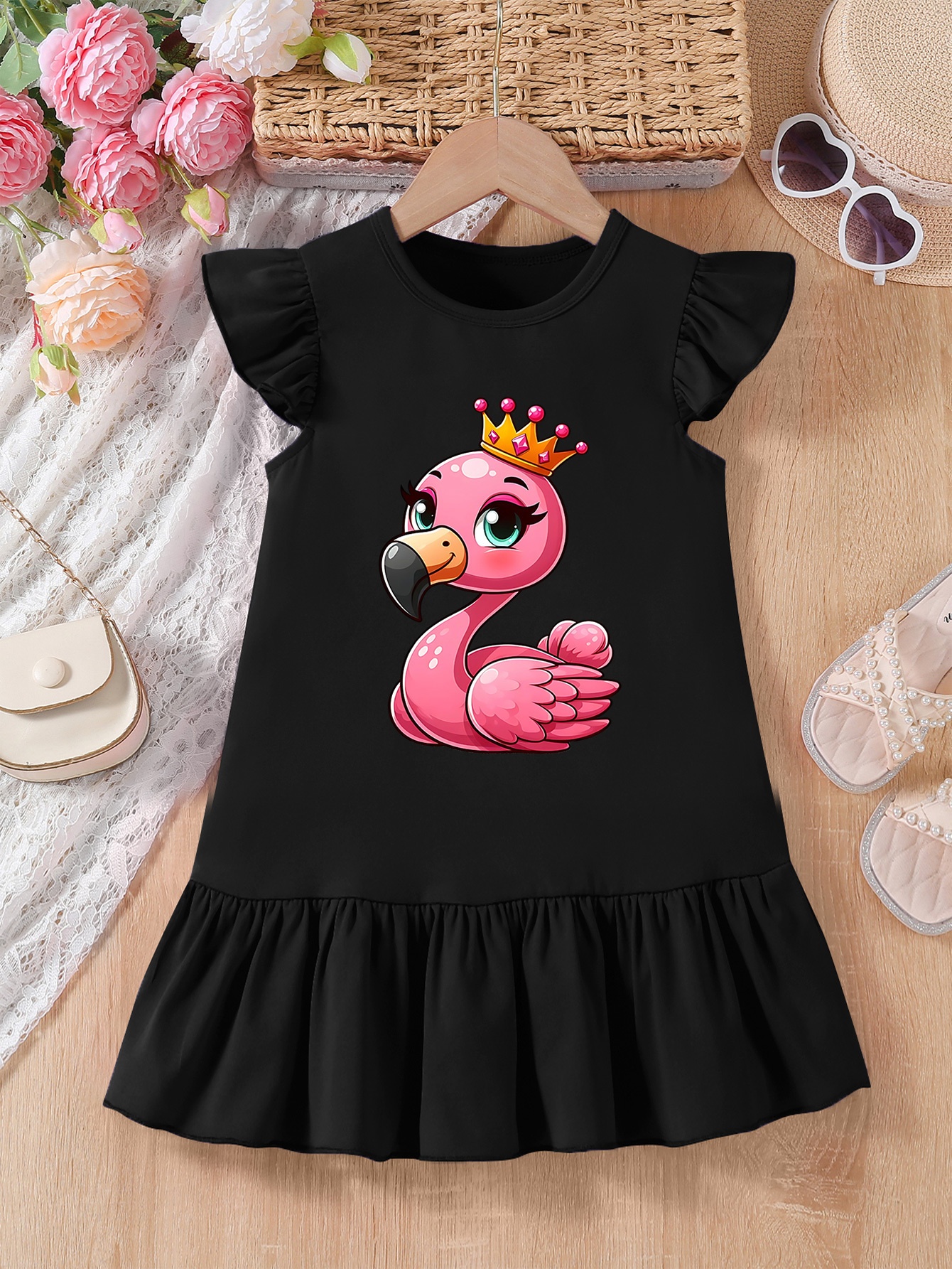 flamingo birthday dress Pretty in Pink Flamingos S/S Pocket Twirl Dress 9/10 main image 1