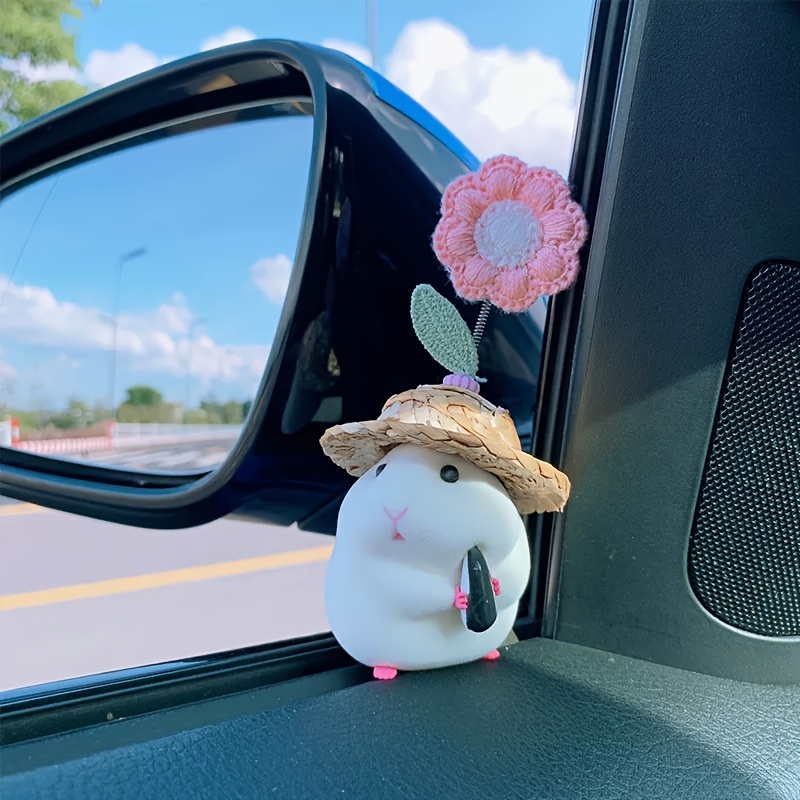 1/2pcs Cute Anime Car Interior Decoration Mini Rabbit And Auto Dashboard  Rearview Mirror Ornaments For Gifts Car Accessories