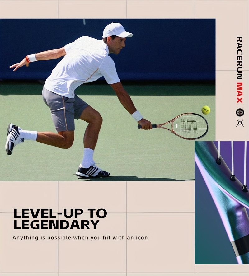 Chameleon Pro Tennis Racket - RaceRun Max | Carbon Fiber & Aluminum Alloy | Sparkling Finish | Pre-Strung 55lbs & Grip | Lightweight | Unstrung Weight 295±5g | Ready to Play All-in-One Kit (1 Racket+ Bag + Balls + Ombre Overgrip) | SALY