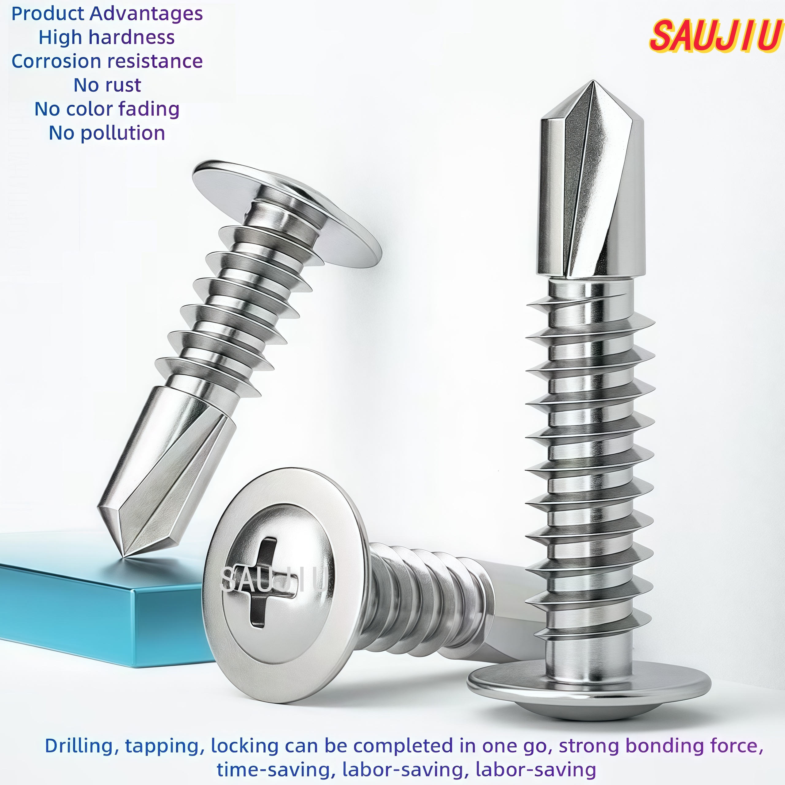 a pack of 100pcs of 410 stainless steel truss head self tapping tek screws size 8 suitable for metal   applications   self drilling screws are designed for construction and maintenance