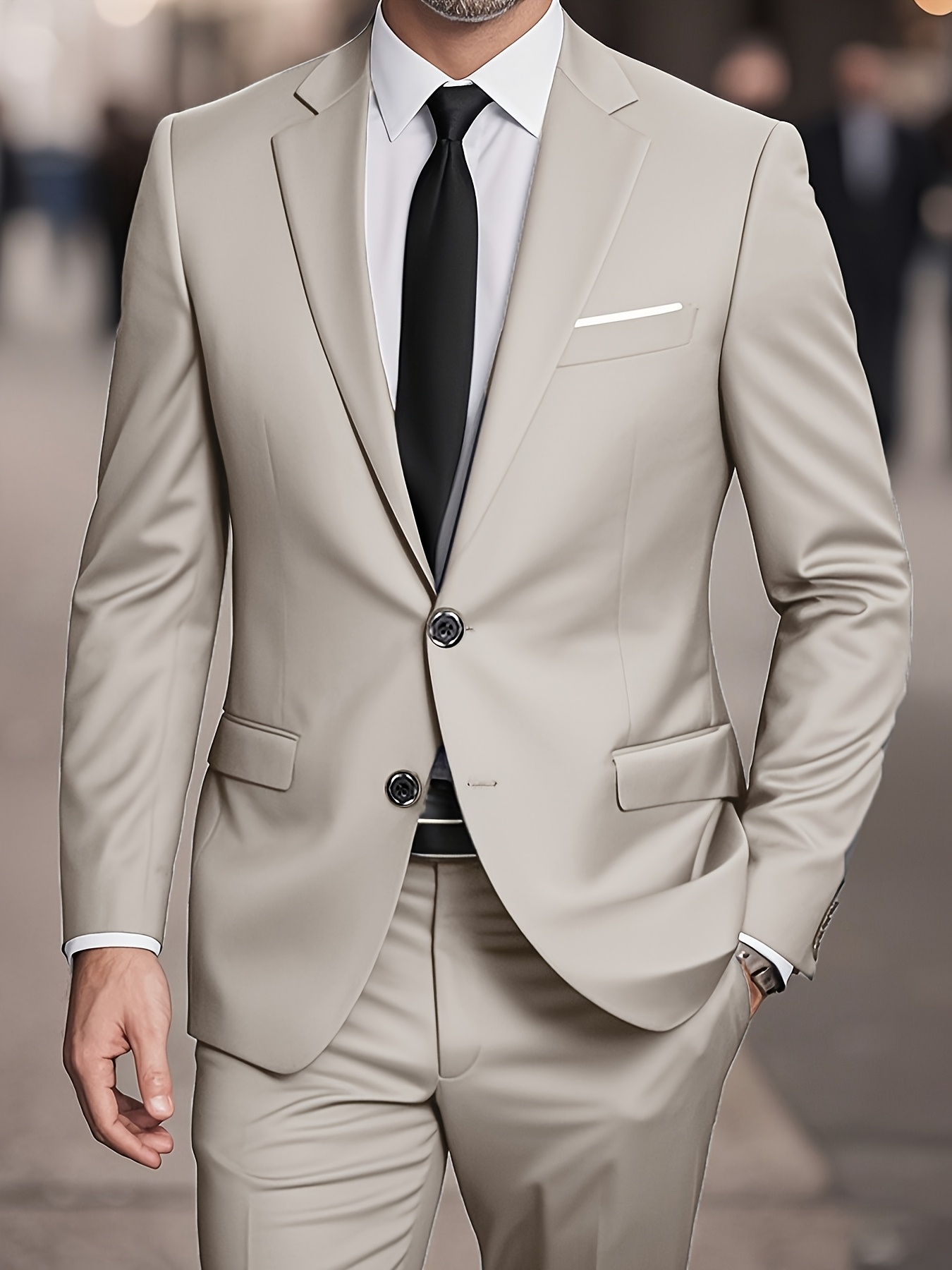 2pcs Men's Suit Fashion Set Jacket Suit and Trousers Elegant Business Casual Banquet Party