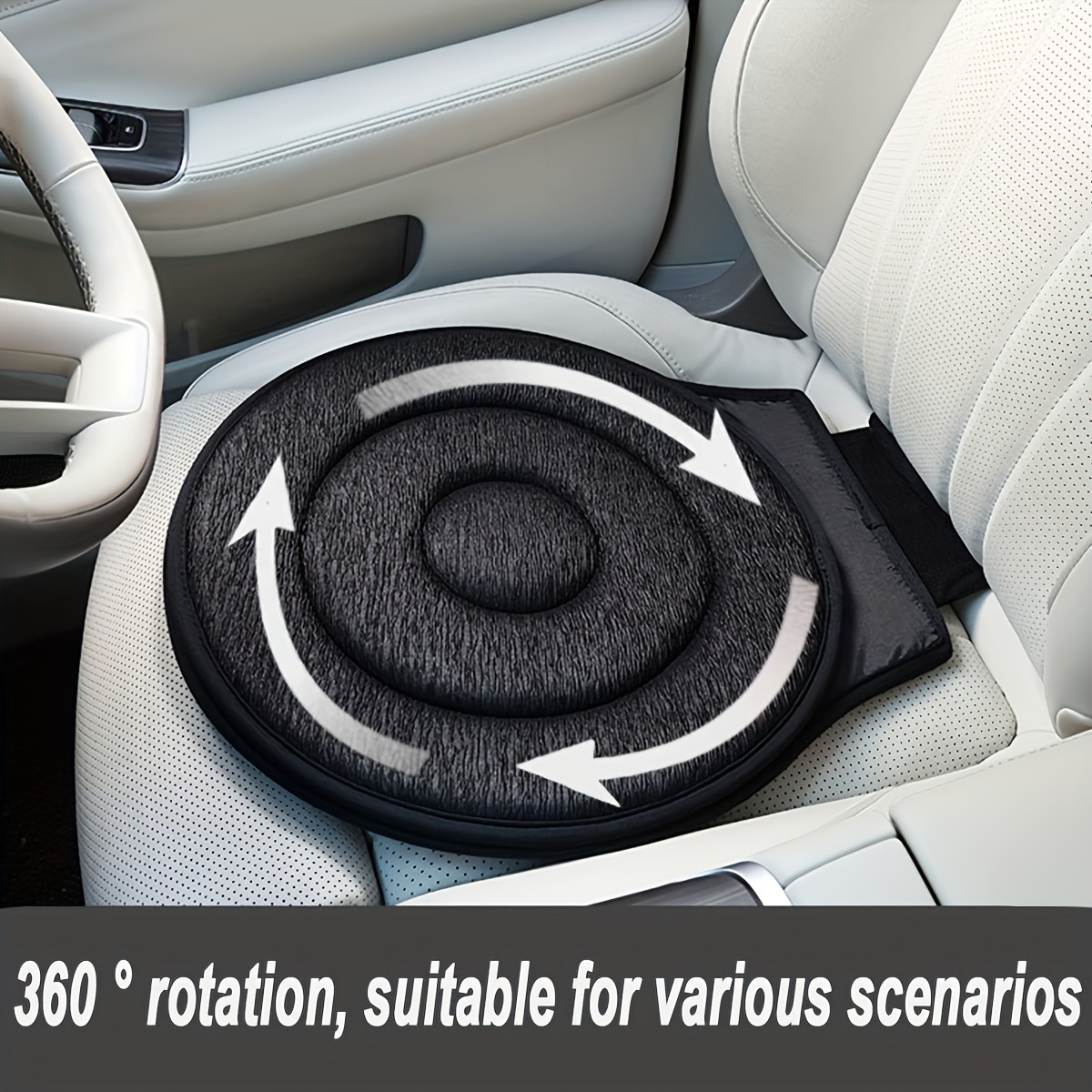 

1pc 360- Rotating , Portable Car Pad Synthetic , , , For Elderly And Pregnant Women, Car Rotating - , & Organization For &